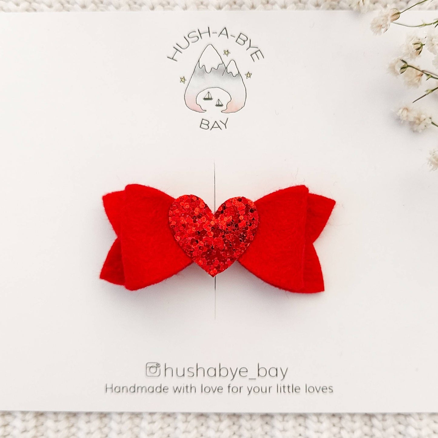 Red Hair Bow, Mini Bow Hair Clip, Red Glitter Heart Hair Clip, Valentines Hair, Red Felt Bow, Fringe Clips, Toddler Bow, Baby Hair Clips