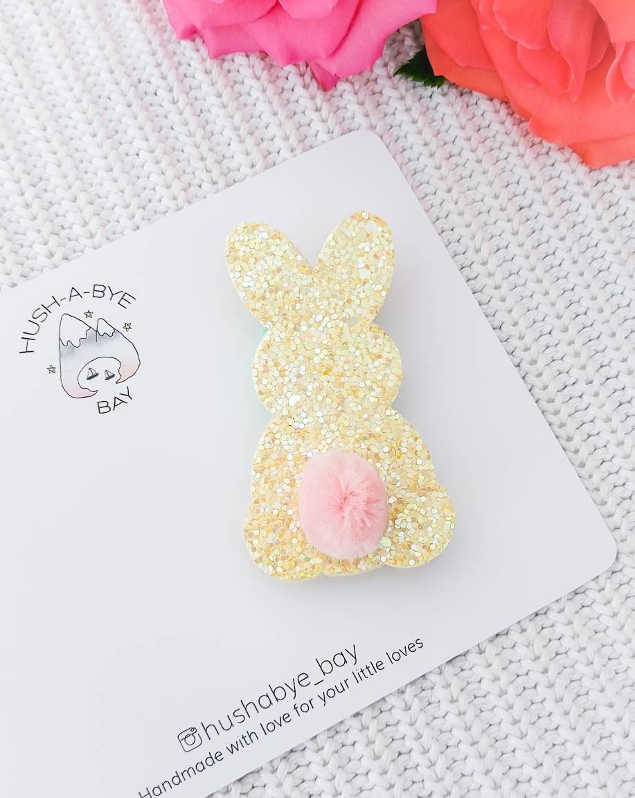 Easter Hair Clip, Bunny Hair Clip, Rabbit Hair Clip, Toddler Hair Clip, Easter Bunny, Sparkly Bunny, Girls Easter Gift, Easter Barrette
