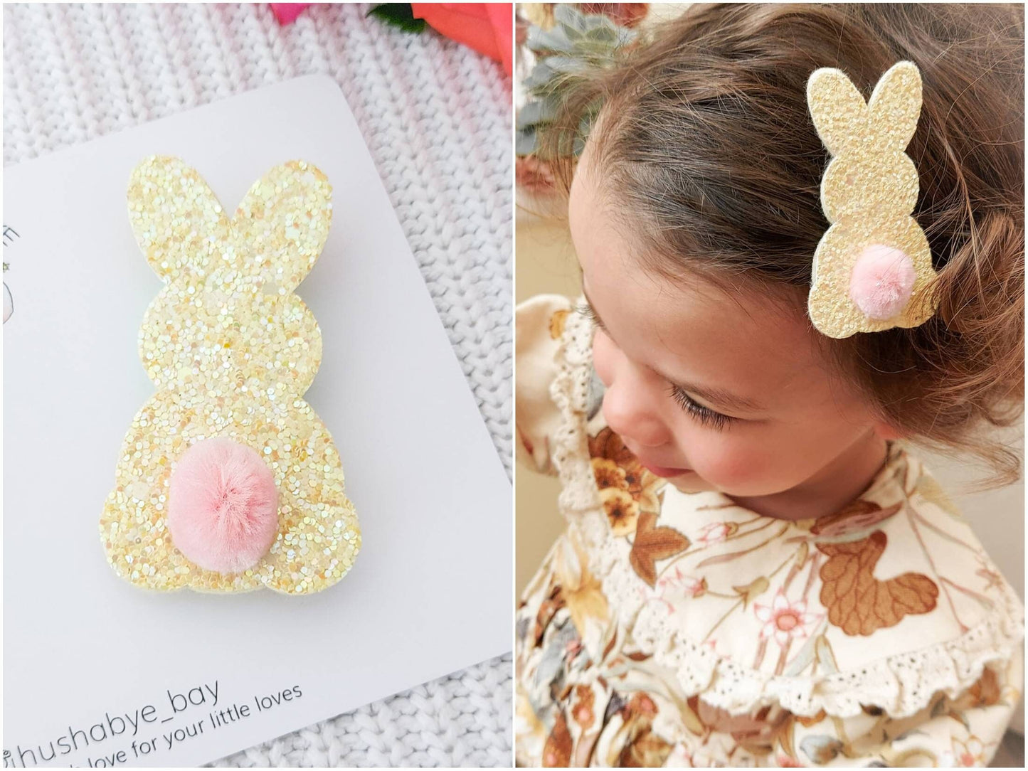 Easter Hair Clip, Bunny Hair Clip, Rabbit Hair Clip, Toddler Hair Clip, Easter Bunny, Sparkly Bunny, Girls Easter Gift, Easter Barrette