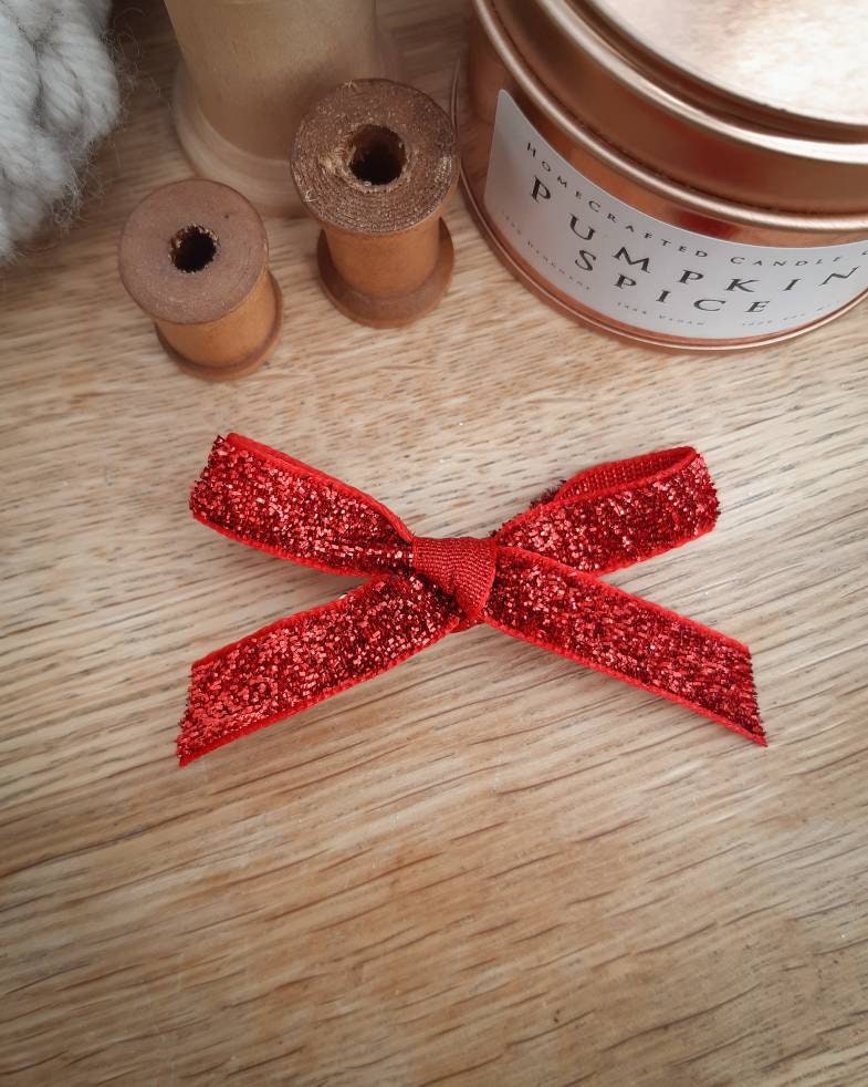 Christmas Bow, Red Glitter Bow, Christmas Hair Clips, Liberty Fringe Clips, Velvet Hair Clip, Toddler Bow, Baby Hair Bows, Stocking Gift