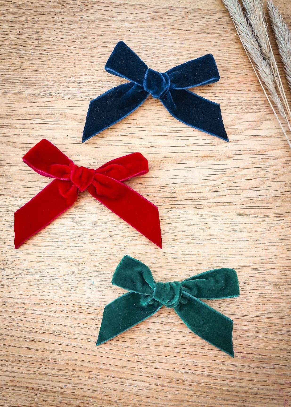 Christmas Velvet Hair Bows, Red Velvet Bows, Velvet Bows, Navy Bow, Baby Bows, Toddler Hair Bows, Girls Hair Bows, Bottle Green Hair Bows
