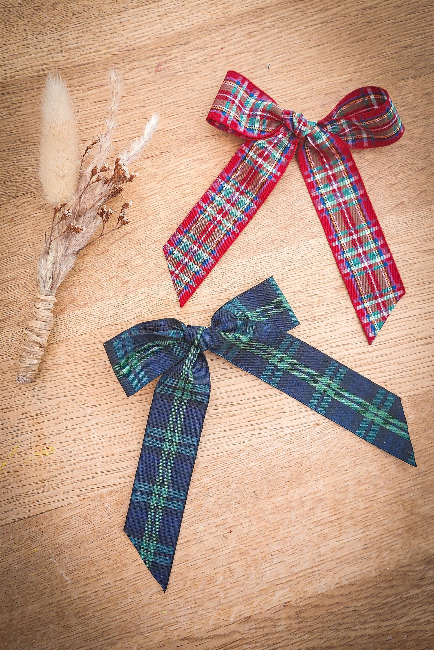 Tartan Hair Bow, Baby Hair Clips, Red Tartan Bow, Christmas Bow, Girls Bows, Green Tartan Bow, Longtail Bow, Toddler Bows, Toddler Hair Clip