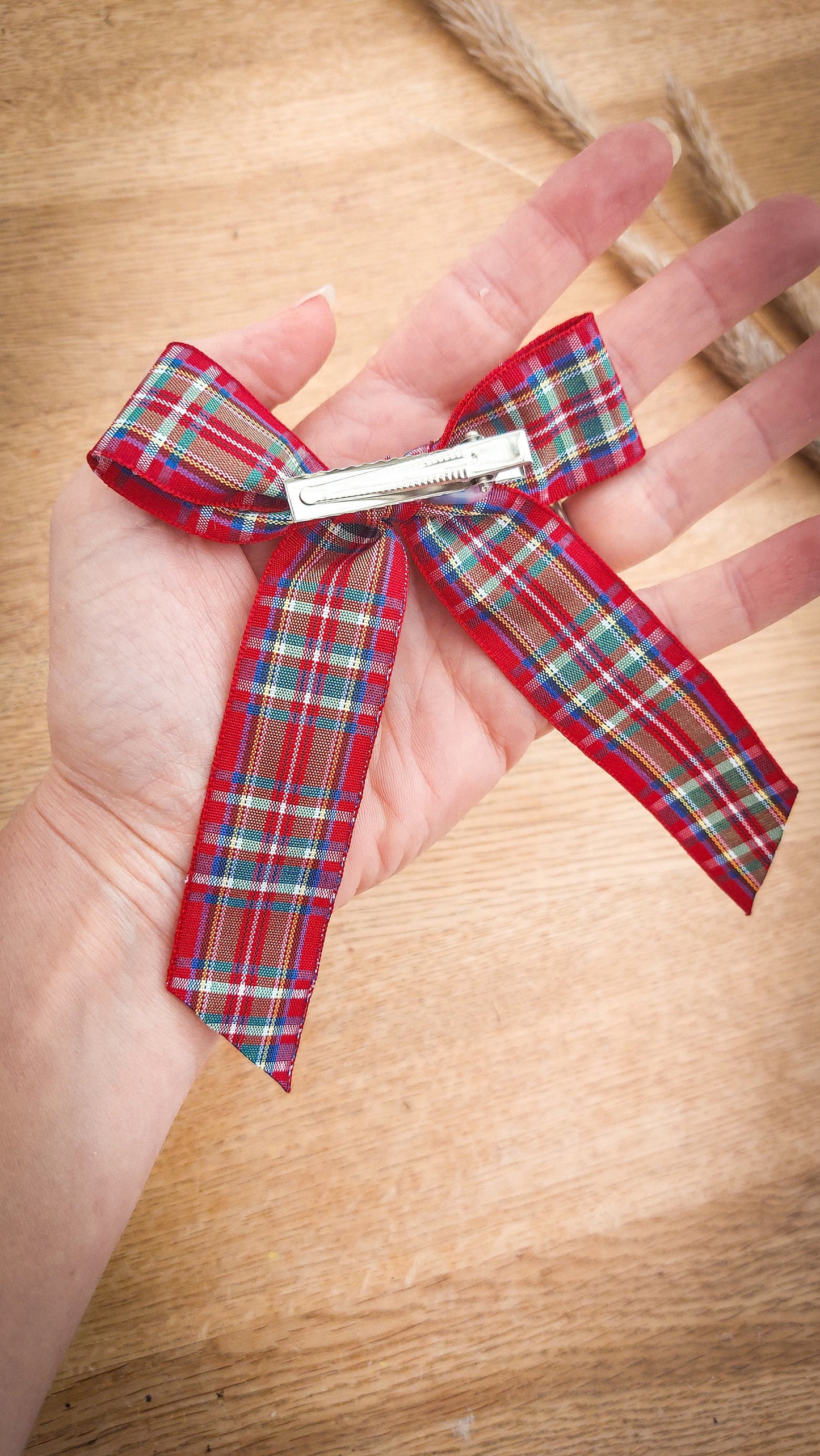 Tartan Hair Bow, Baby Hair Clips, Red Tartan Bow, Christmas Bow, Girls Bows, Green Tartan Bow, Longtail Bow, Toddler Bows, Toddler Hair Clip