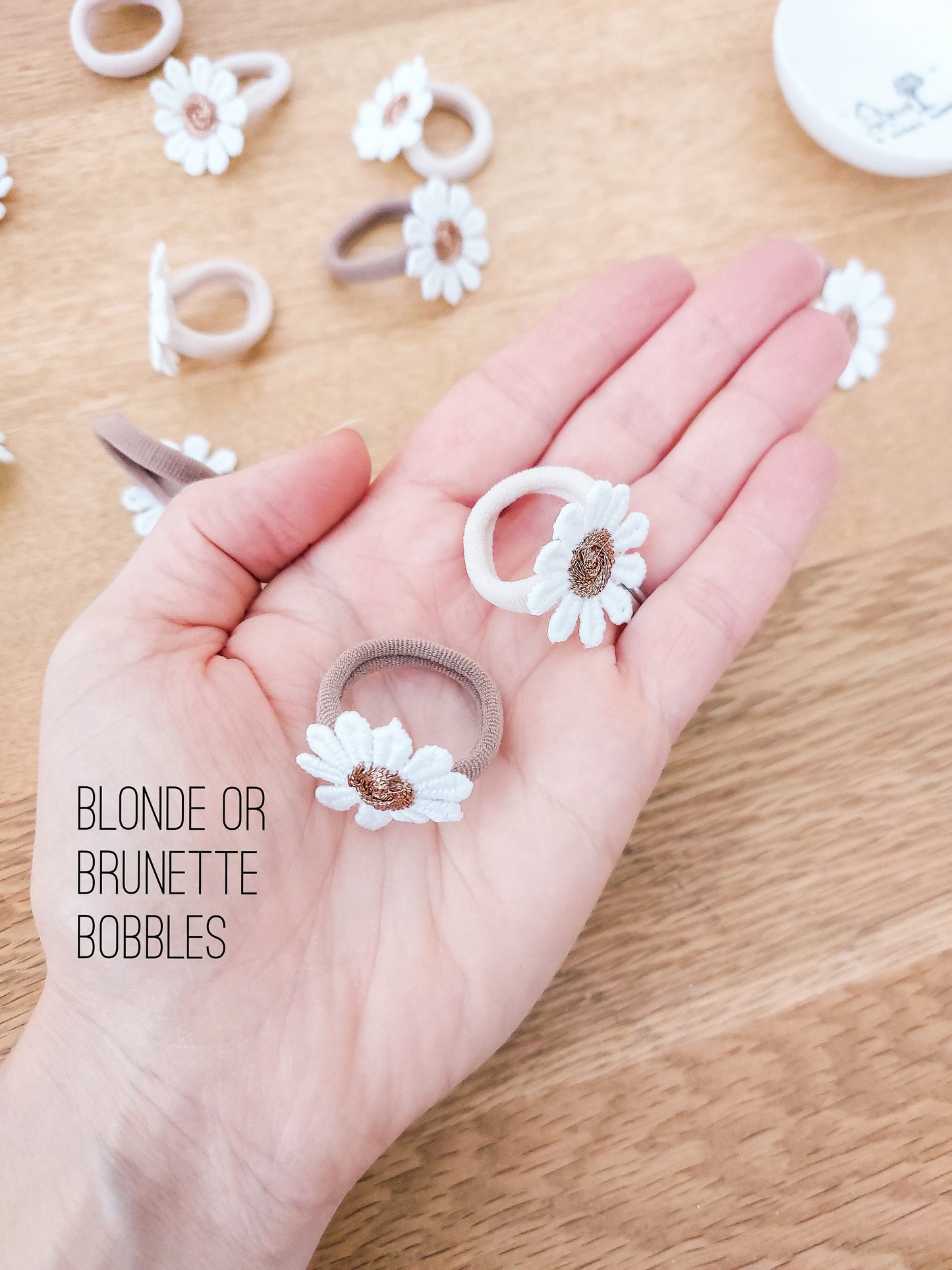 Pair of Baby Hair Ties, Toddler Hair Bands, Daisy Hair Ties, Baby Hair Bands, Soft Hair Bobbles, Mini Hair Bands, Small Elastics, No Snag