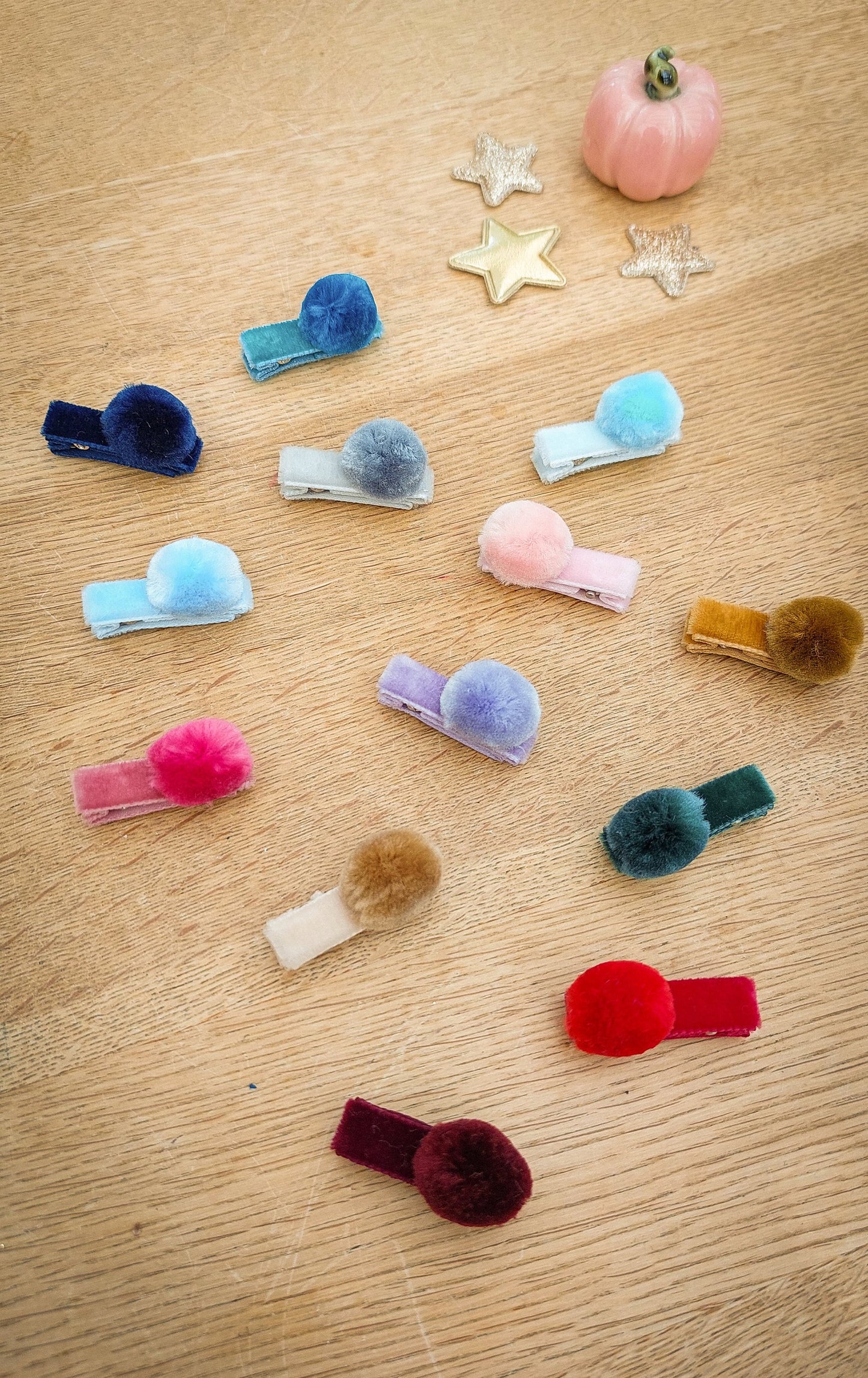 Pom Pom Hair Clips, Baby Hair Clips, Christmas Hair Clips, Velvet Hair Clips, Toddler Hair Clips, Baby Fringe Clip, Fully Lined Hair Clips