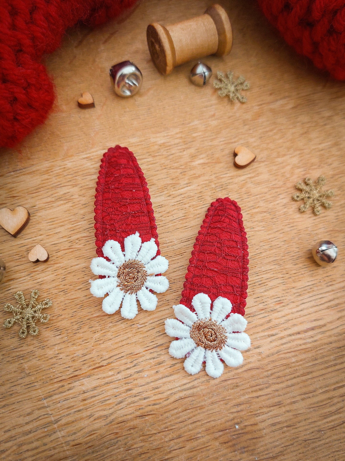 Christmas Hair Clips, Red Snap Clips, Daisy Hair Clips, Christmas Hair Accessories, Toddler Clips, Baby Hair Clip, Stocking Filler Gift