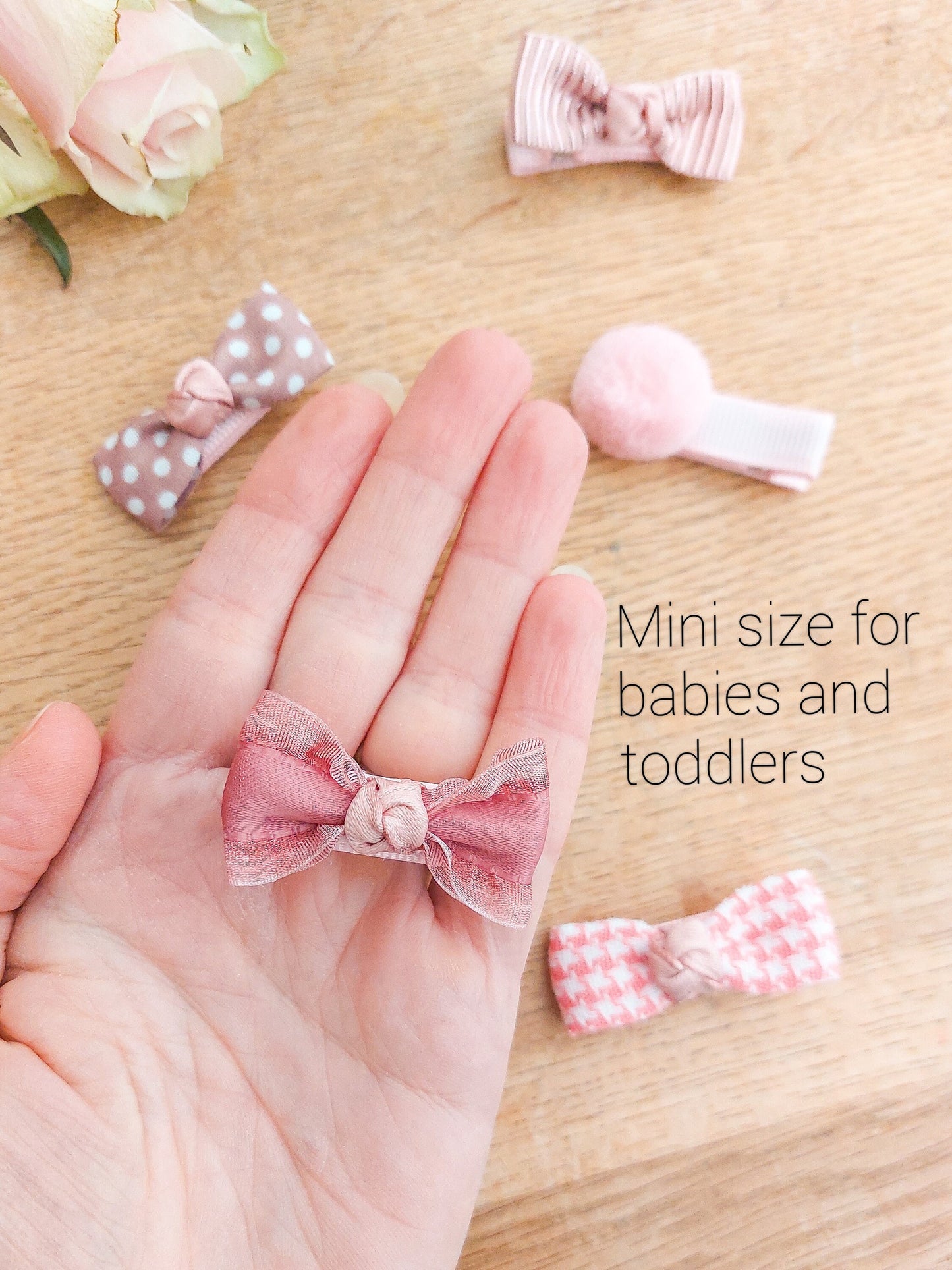 Pink Baby Bows, Hair Clips, Fully Lined Clips, Baby Fringe Clips, First Hair Clips, Toddler Hair Clips, Gentle Hair Clips, Fully Lined Bows
