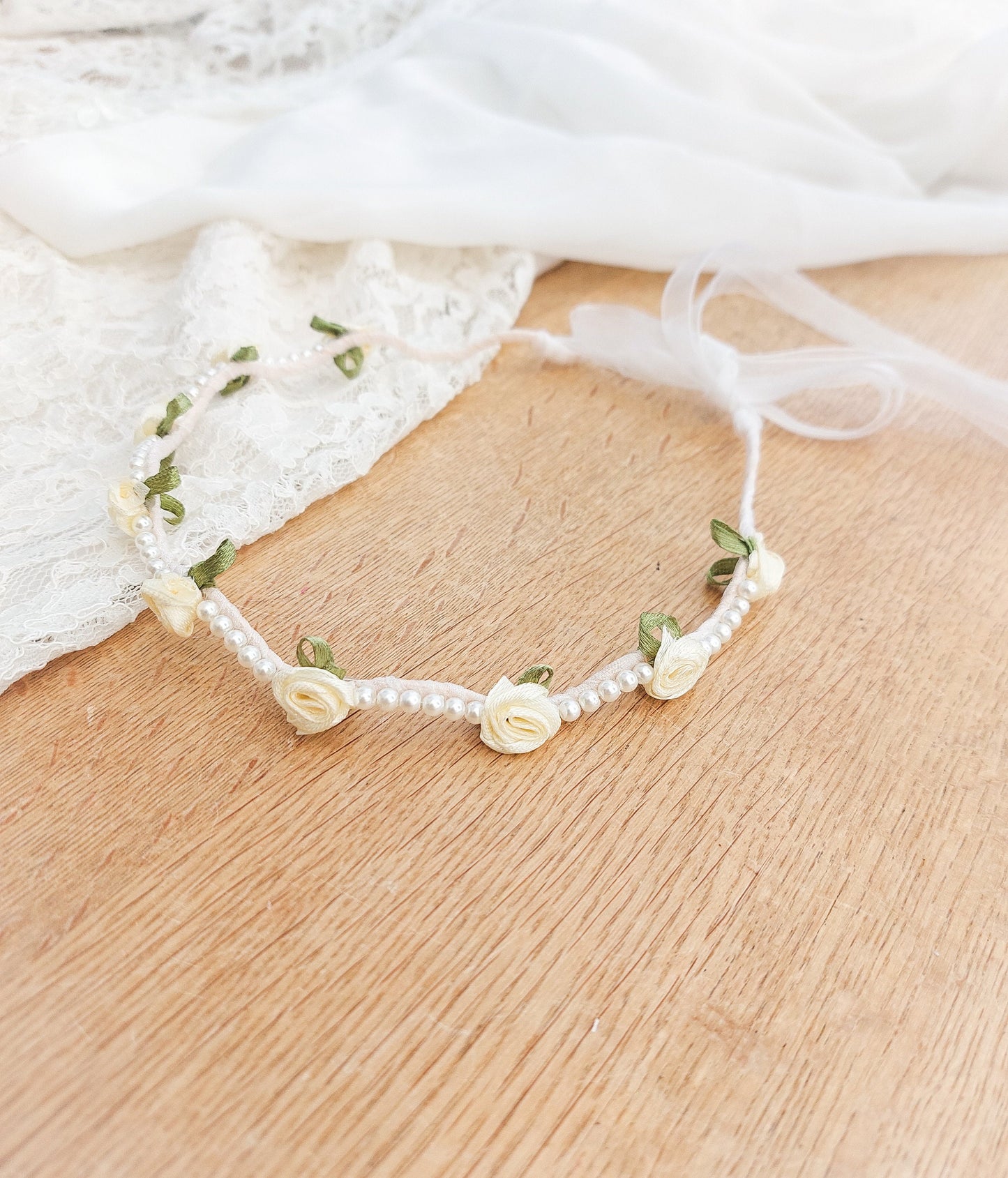 Flower Girl Hairband, Flower Girl Crown, Flower Girl Halo, Christening Hair Crown, Baptism Headband, Flower Girl Hair Accessories, Ivory