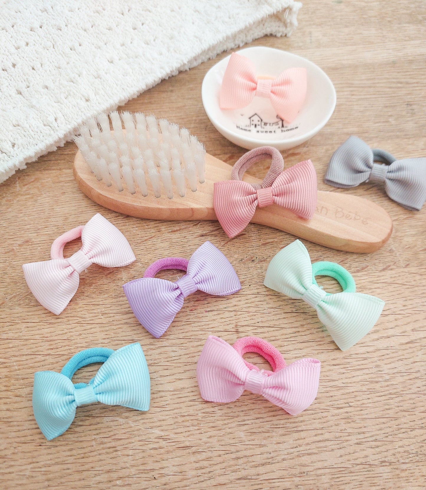 Pair of Baby Hair Ties, Bow Hair Bobbles, Toddler Hair Bands, Baby Hair Bands, Soft Hair Bobbles, Mini Hair Bands, Small Elastics, No Snag