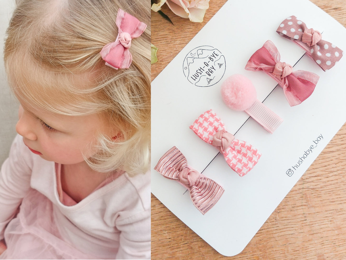 Pink Baby Bows, Hair Clips, Fully Lined Clips, Baby Fringe Clips, First Hair Clips, Toddler Hair Clips, Gentle Hair Clips, Fully Lined Bows