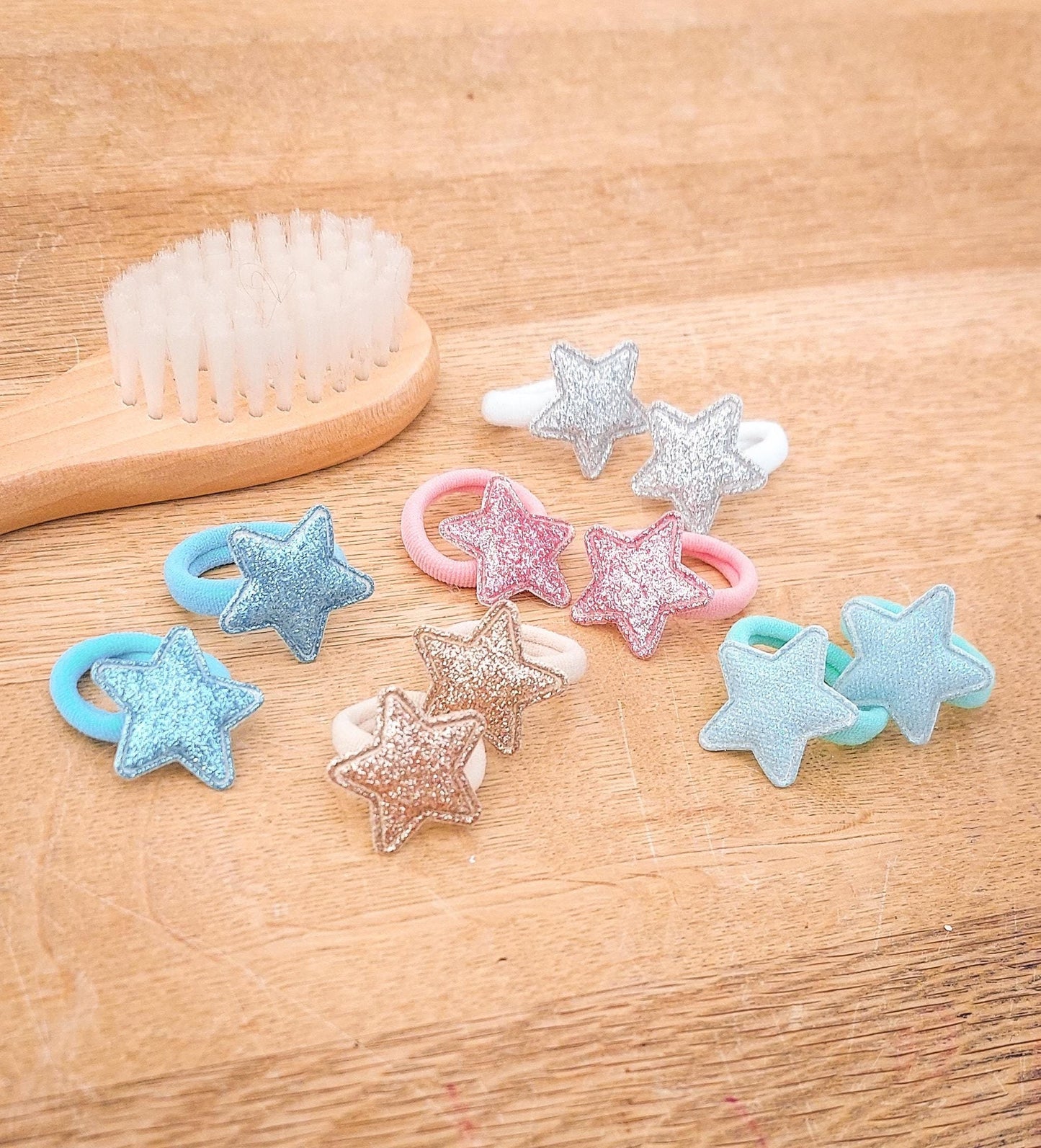Pair of Baby Hair Ties, Star Hair Bobbles, Toddler Hair Bands, Baby Hair Bands, Soft Hair Bobbles, Mini Hair Bands, Small Elastics, No Snag
