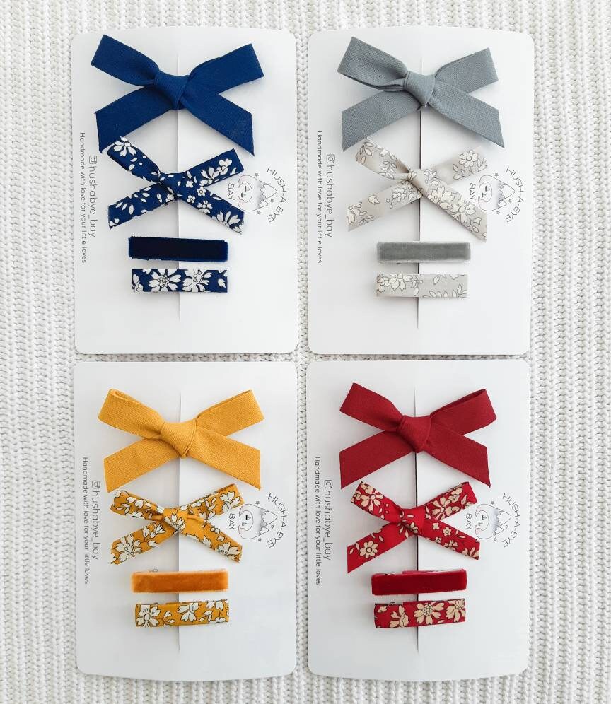 Red Hair Clip Set, Red Bow, Liberty Hair Clips, Baby Hair Clips, Fringe Clips, Liberty London, Toddler Hair Clips, Baby Bows, School Bows