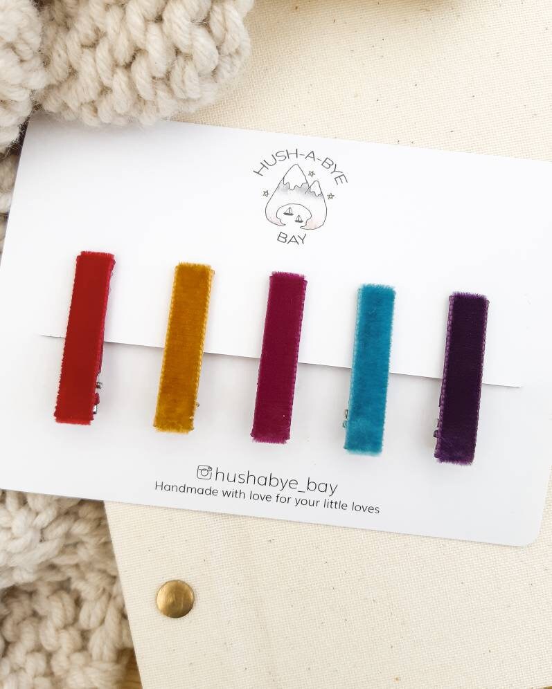 Velvet Hair Clips, Autumn Fringe Clips, Toddler Hair Clips, Baby Hair Clips, Hair Clip Set, Winter Hair Clips, Christmas, Barrettes