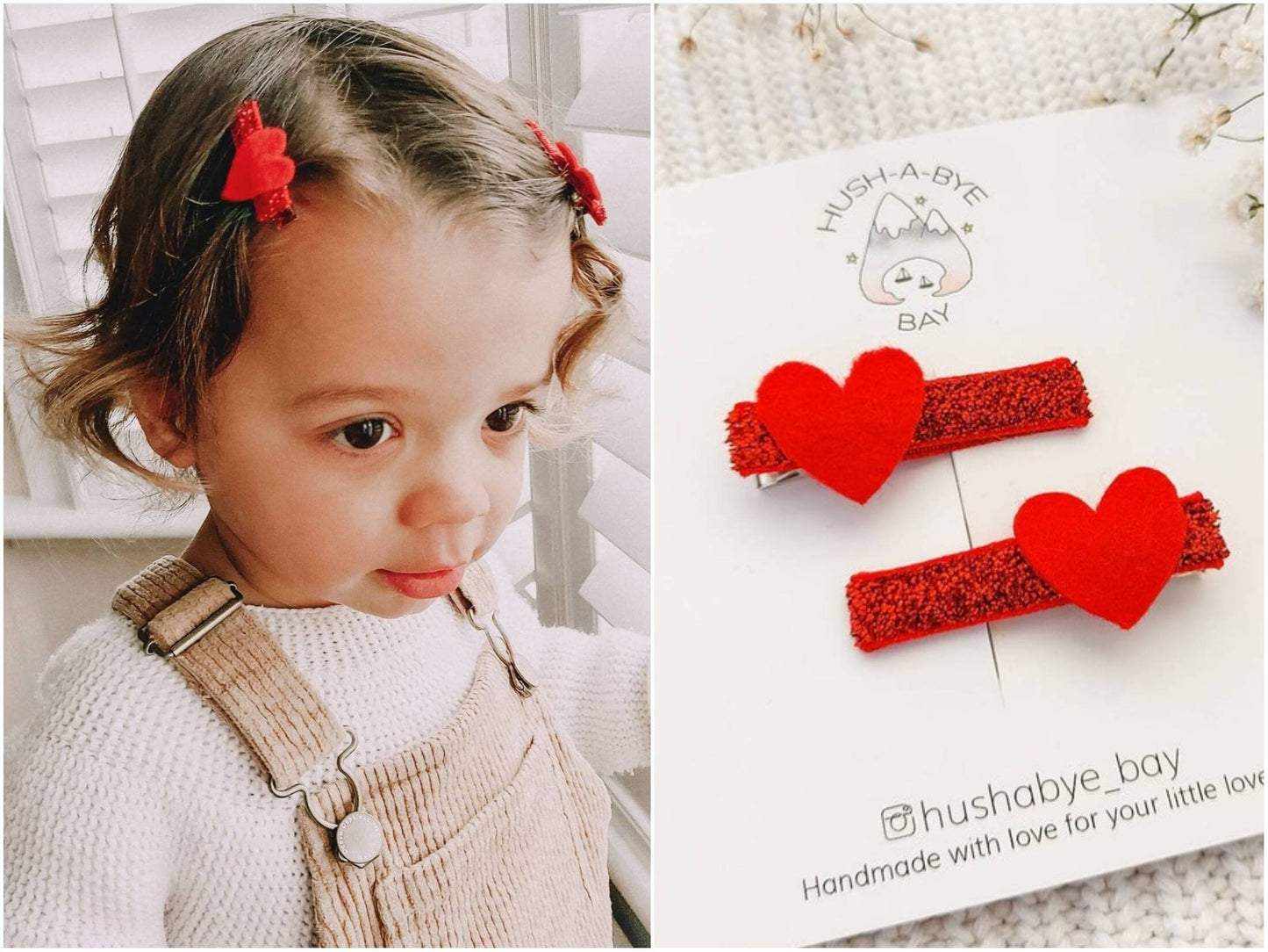 Valentines Hair Clips, Heart Hair Clips, Red Heart Pigtail Clips, Fringe Clips, Toddler Hair Clips, Baby Hair Clips, Glitter Hair Clips