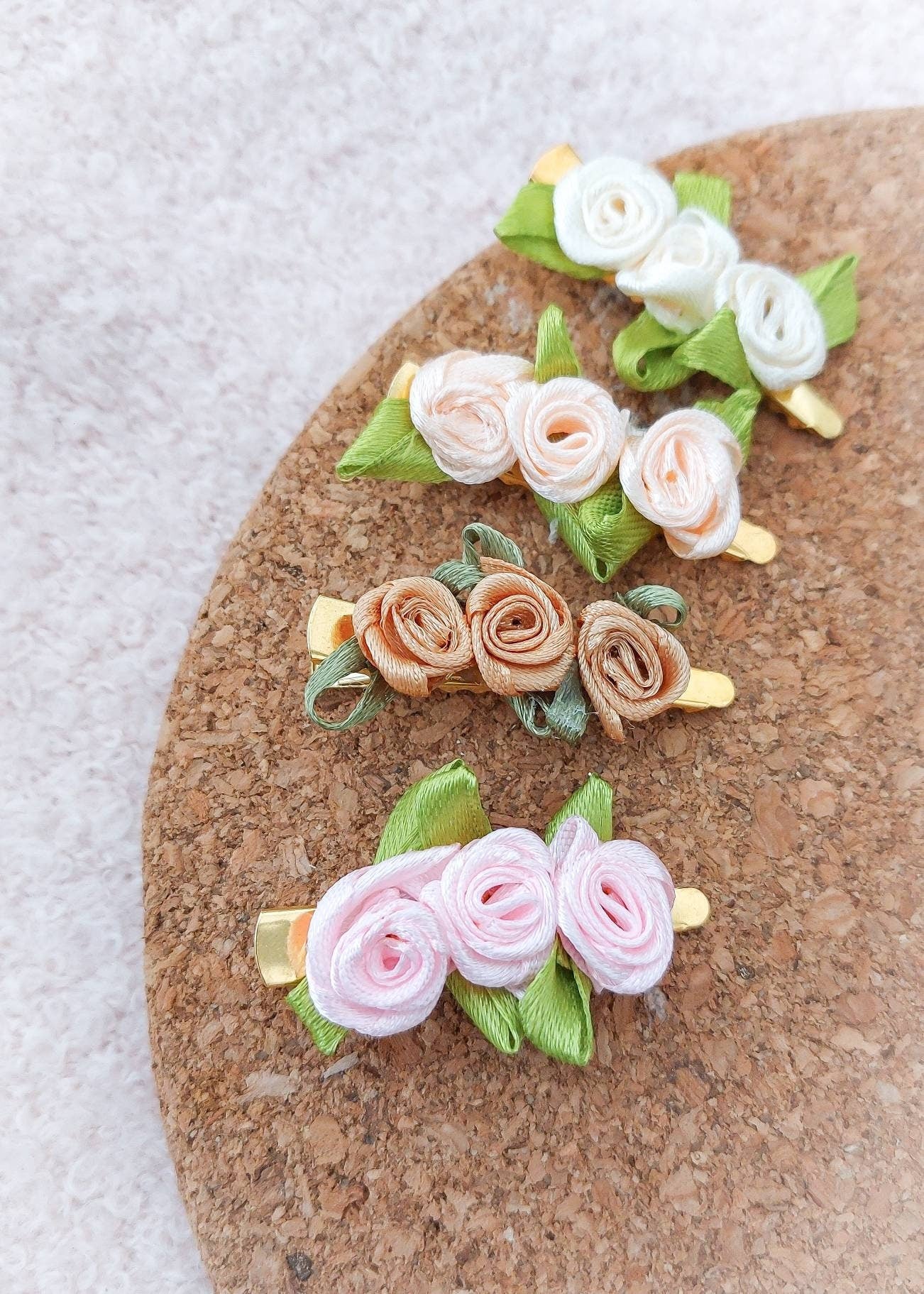 Flower Hair Clips, Satin Rose Hair Clips, Girls Hair Clips, Hair Clip Set, Toddler Hair Clips, Baby Hair Clips, Baby Barrettes, Baby Gift