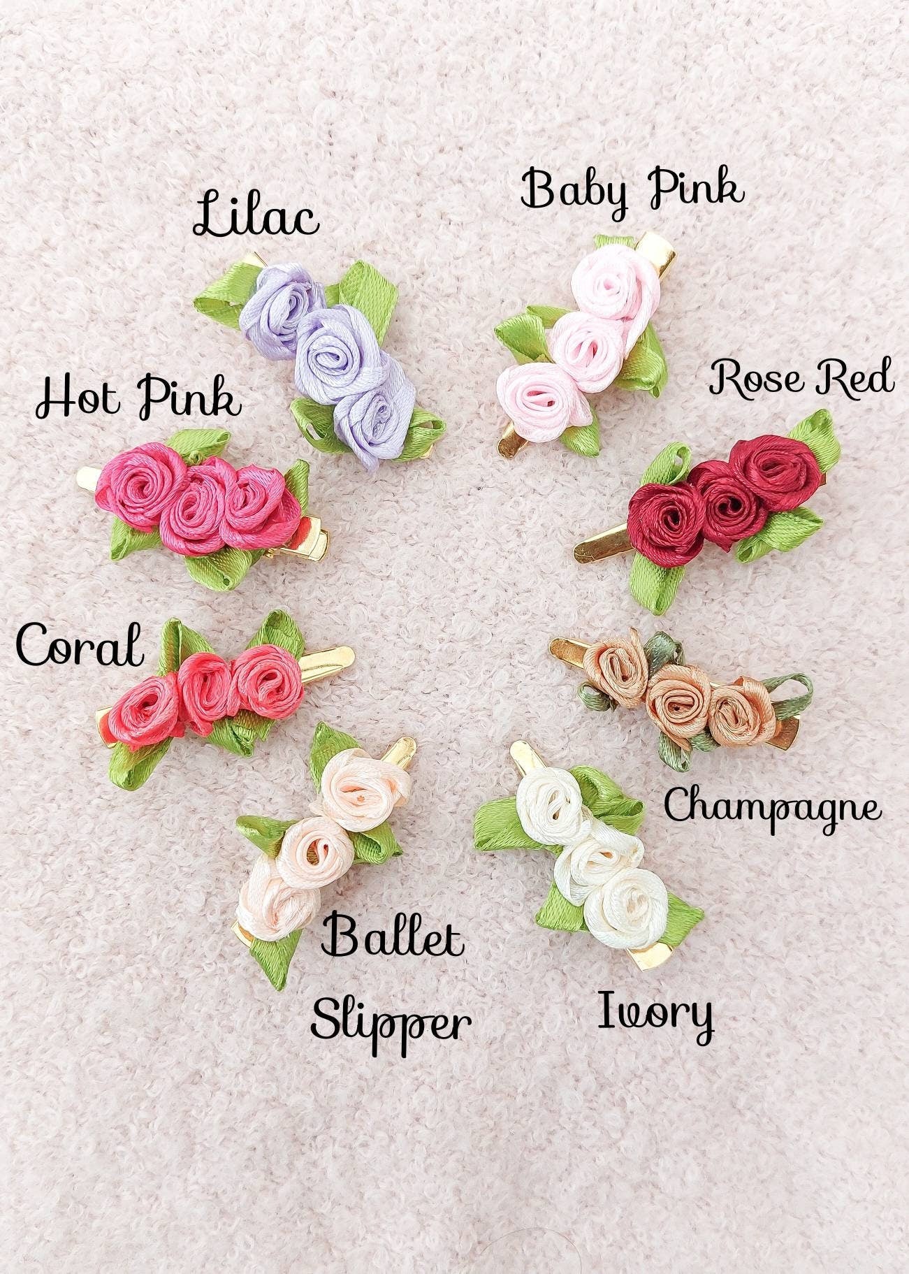 Flower Hair Clips, Satin Rose Hair Clips, Girls Hair Clips, Hair Clip Set, Toddler Hair Clips, Baby Hair Clips, Baby Barrettes, Baby Gift