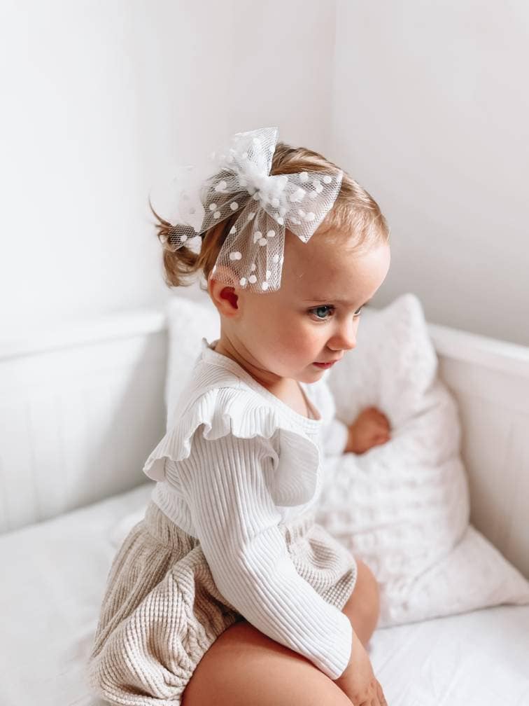 Girls Hair Bows, Tulle Bow, Baby Hair Bows, Party Bows, Sparkly Bow, Net Bows, Toddler Hair Bows, Christening Bows, Big Bows, Flower Girl