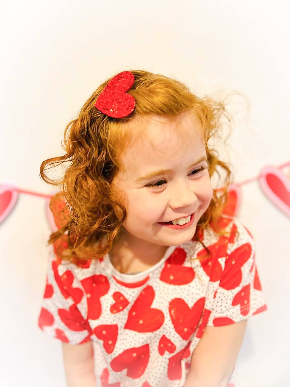 Heart Hair Clip, Red Heart Glitter Clip, Fringe Clips, Toddler Hair Clips, Baby Hair Clips, Large Red Heart Hair Clip, Valentines Hair Clip