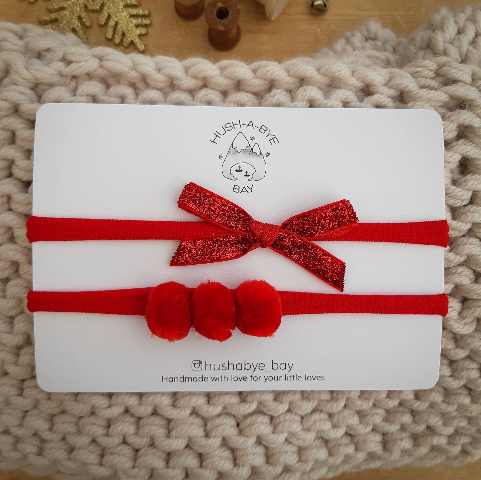 Christmas Bow Baby Headband, Red Pompom Headband, Red Bow Headband, Christmas Glitter Bow, Festive Bow, Newborn Headband, Newborn Christmas