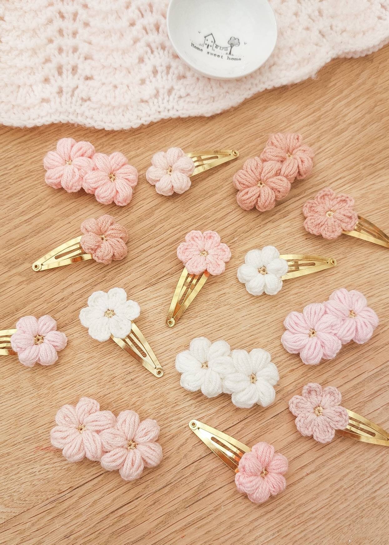 Flower Field Knitted Snap Clips