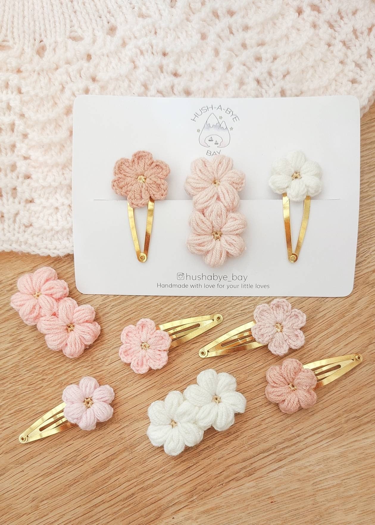 Flower Field Knitted Snap Clips
