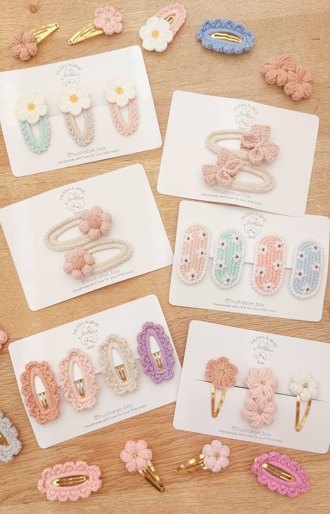 Flower Field Knitted Snap Clips