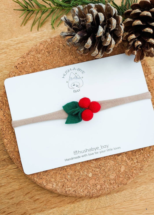Holly Headband, Holly Hairband, Baby Headbands, Christmas Headband, Toddler Headbands, Baby Headbands, Newborn Headbands, Felt Holly Leaf