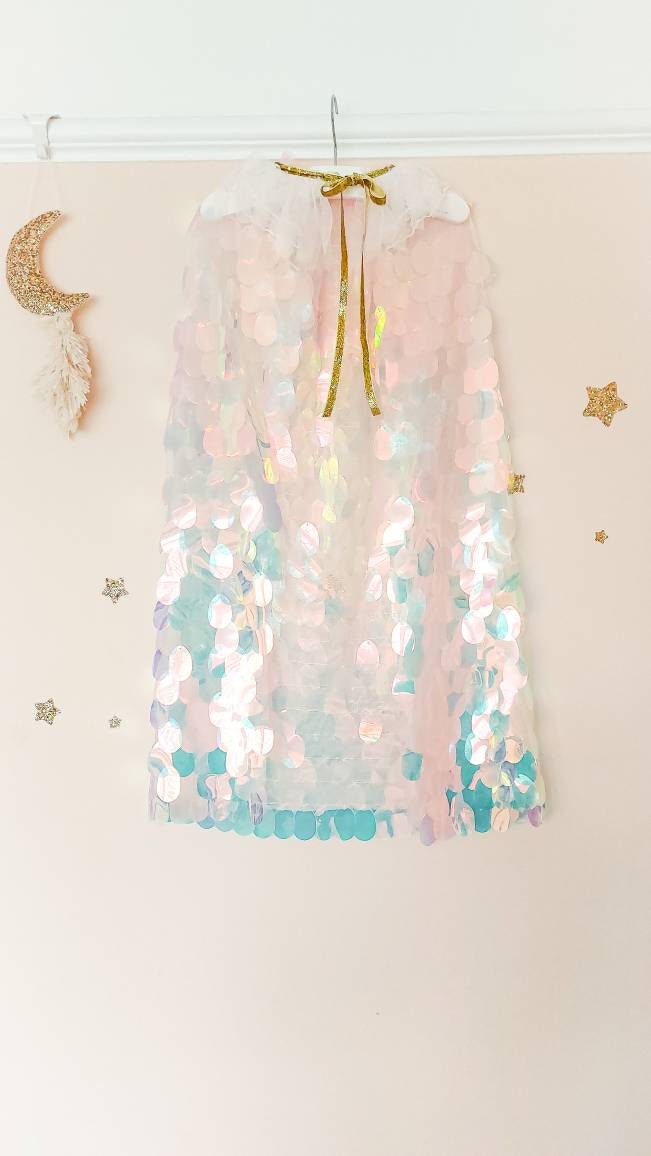 Festival Cape, Mermaid Cape, Princess Cape, Costume Cape, Sequin Cape, Sparkly Cape, Fancy Dress Cape, Girls Costume, Girls Dress Up, Party