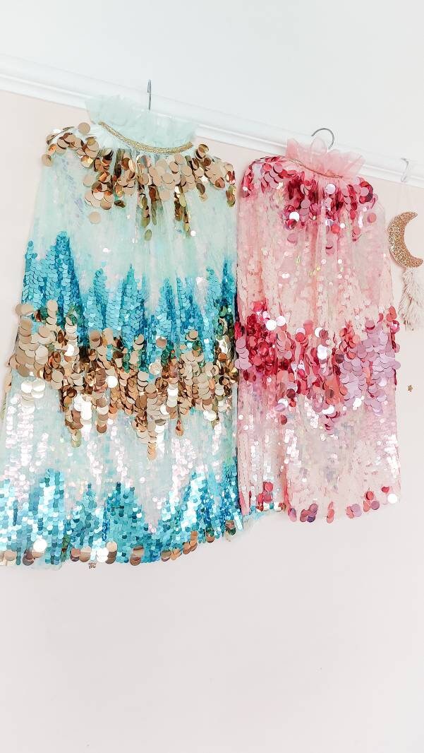 Festival Cape, Princess Cape, Costume Cape, Sequin Cape, Sparkly Cape, Fancy Dress Cape, Girls Costume, Girls Dress Up, Party Cape, Pink