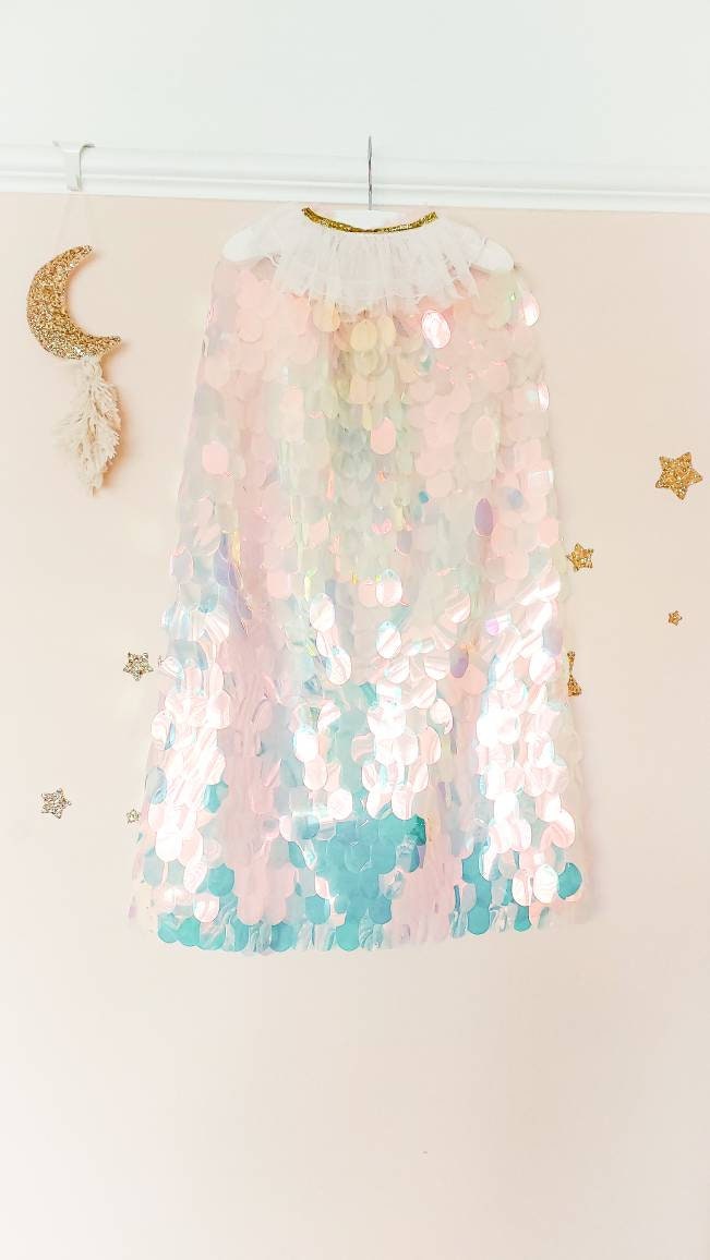 Festival Cape, Mermaid Cape, Princess Cape, Costume Cape, Sequin Cape, Sparkly Cape, Fancy Dress Cape, Girls Costume, Girls Dress Up, Party