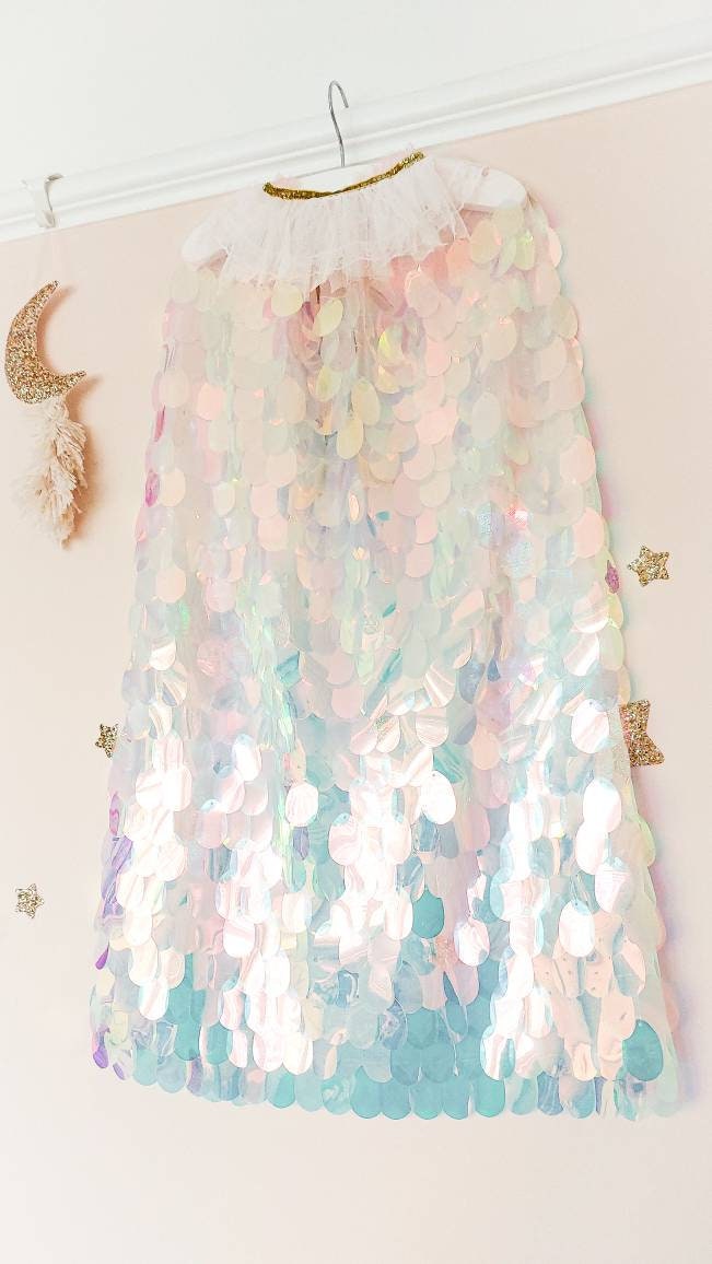 Festival Cape, Mermaid Cape, Princess Cape, Costume Cape, Sequin Cape, Sparkly Cape, Fancy Dress Cape, Girls Costume, Girls Dress Up, Party