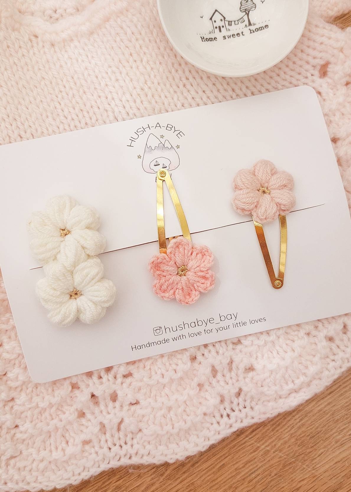 Flower Field Knitted Snap Clips