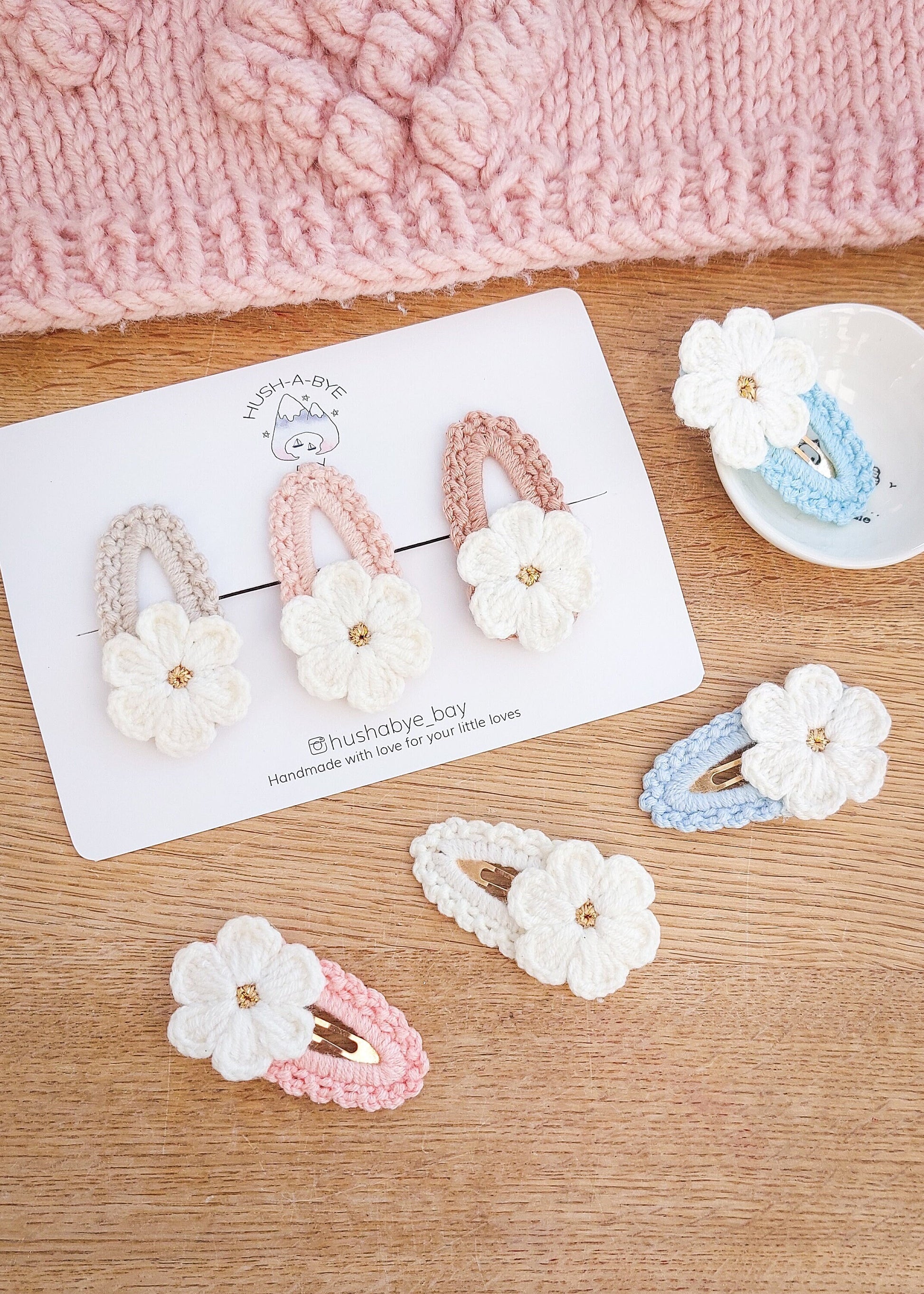 Flower Hair Clips, Knitted Hair Clips, Crochet Hair Clips, Girls Snap Clips, Toddler Hair Clips, Baby Hair Clips, Baby Snap Clips, Barrettes