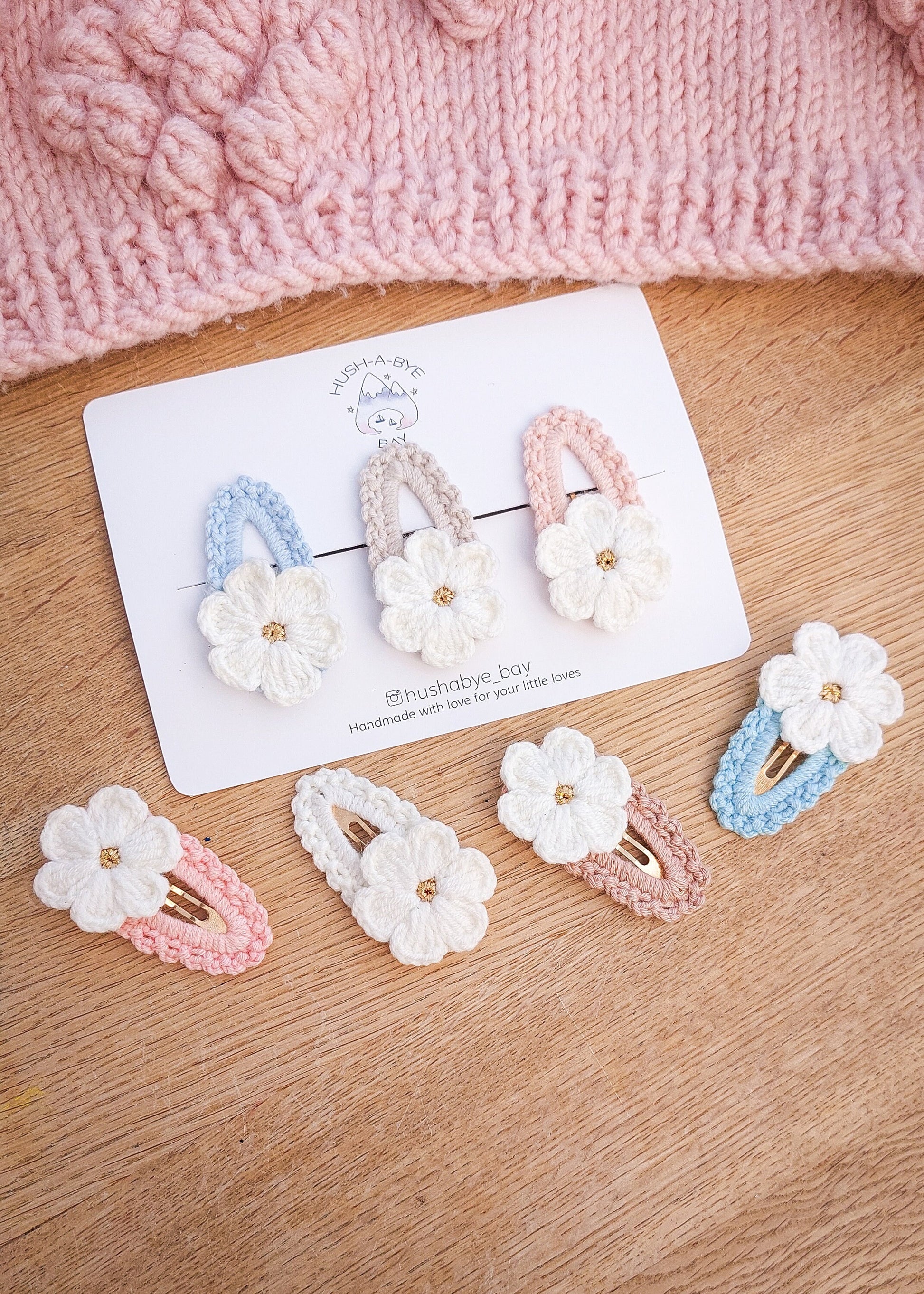 Flower Hair Clips, Knitted Hair Clips, Crochet Hair Clips, Girls Snap Clips, Toddler Hair Clips, Baby Hair Clips, Baby Snap Clips, Barrettes