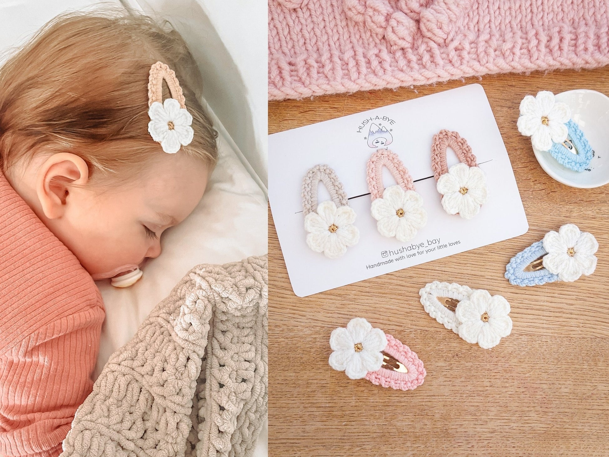 Flower Hair Clips, Knitted Hair Clips, Crochet Hair Clips, Girls Snap Clips, Toddler Hair Clips, Baby Hair Clips, Baby Snap Clips, Barrettes