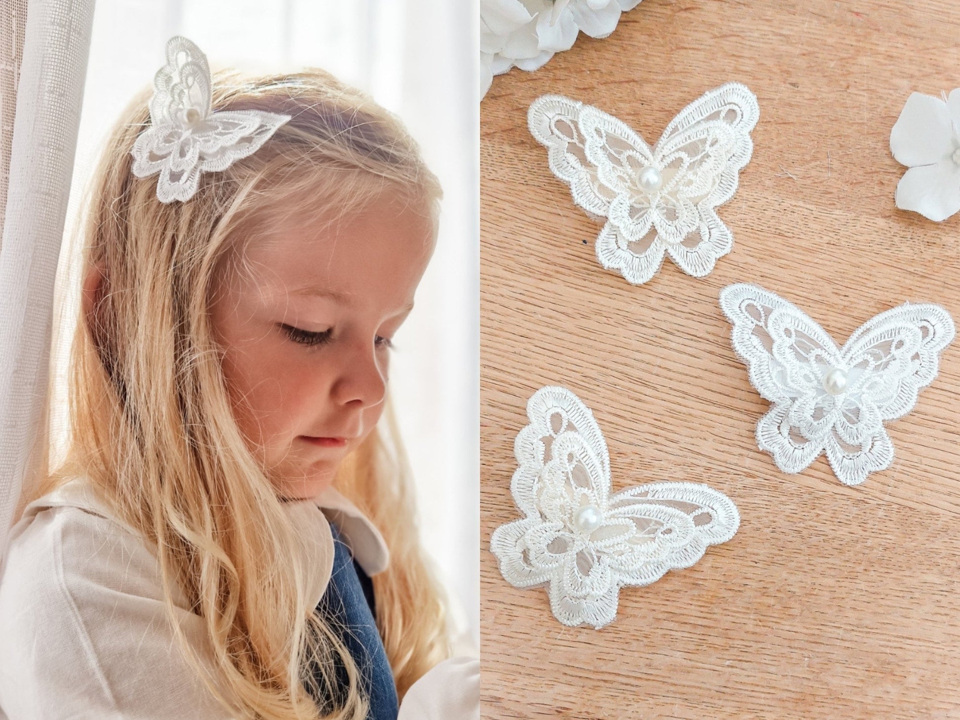 Butterfly Hair Clip, Flower Girl Hair Accessories, Tulle Butterfly Hair Clip, Toddler Hair Clips, Baby Hair Clips, Butterfly Barrette, Pearl