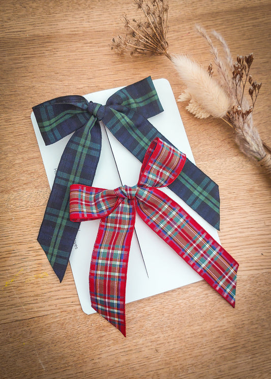 Tartan Hair Bow, Baby Hair Clips, Red Tartan Bow, Christmas Bow, Girls Bows, Green Tartan Bow, Longtail Bow, Toddler Bows, Toddler Hair Clip
