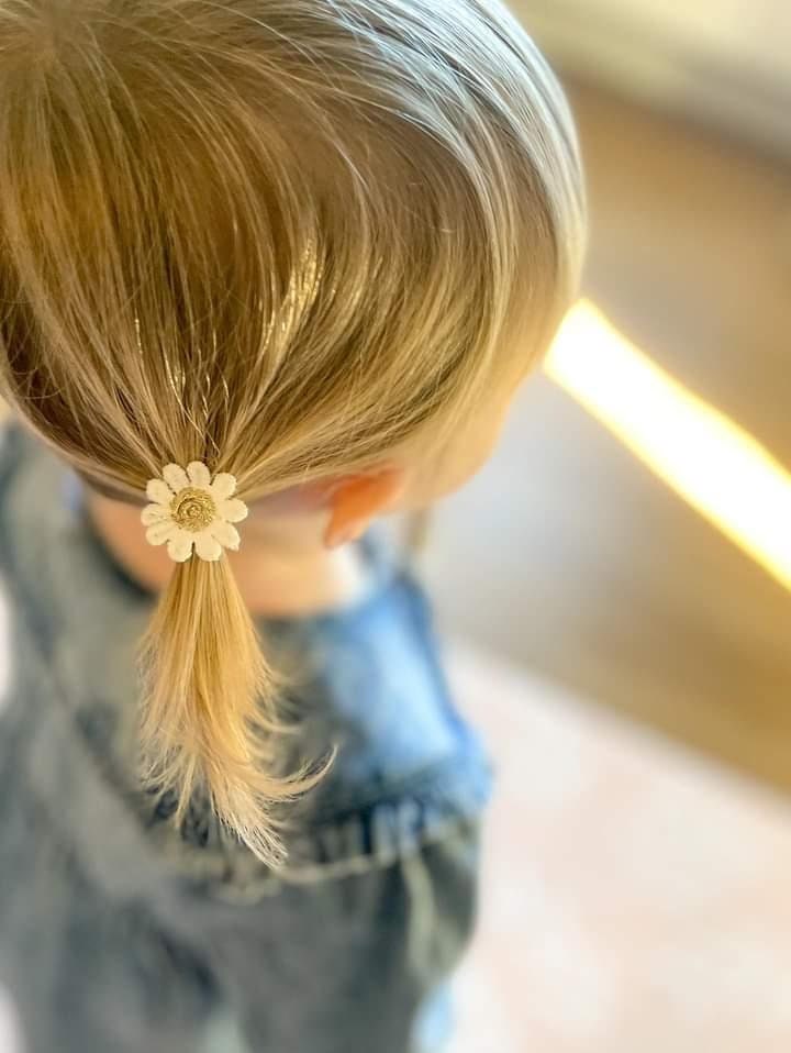 Pair of Baby Hair Ties, Toddler Hair Bands, Daisy Hair Ties, Baby Hair Bands, Soft Hair Bobbles, Mini Hair Bands, Small Elastics, No Snag