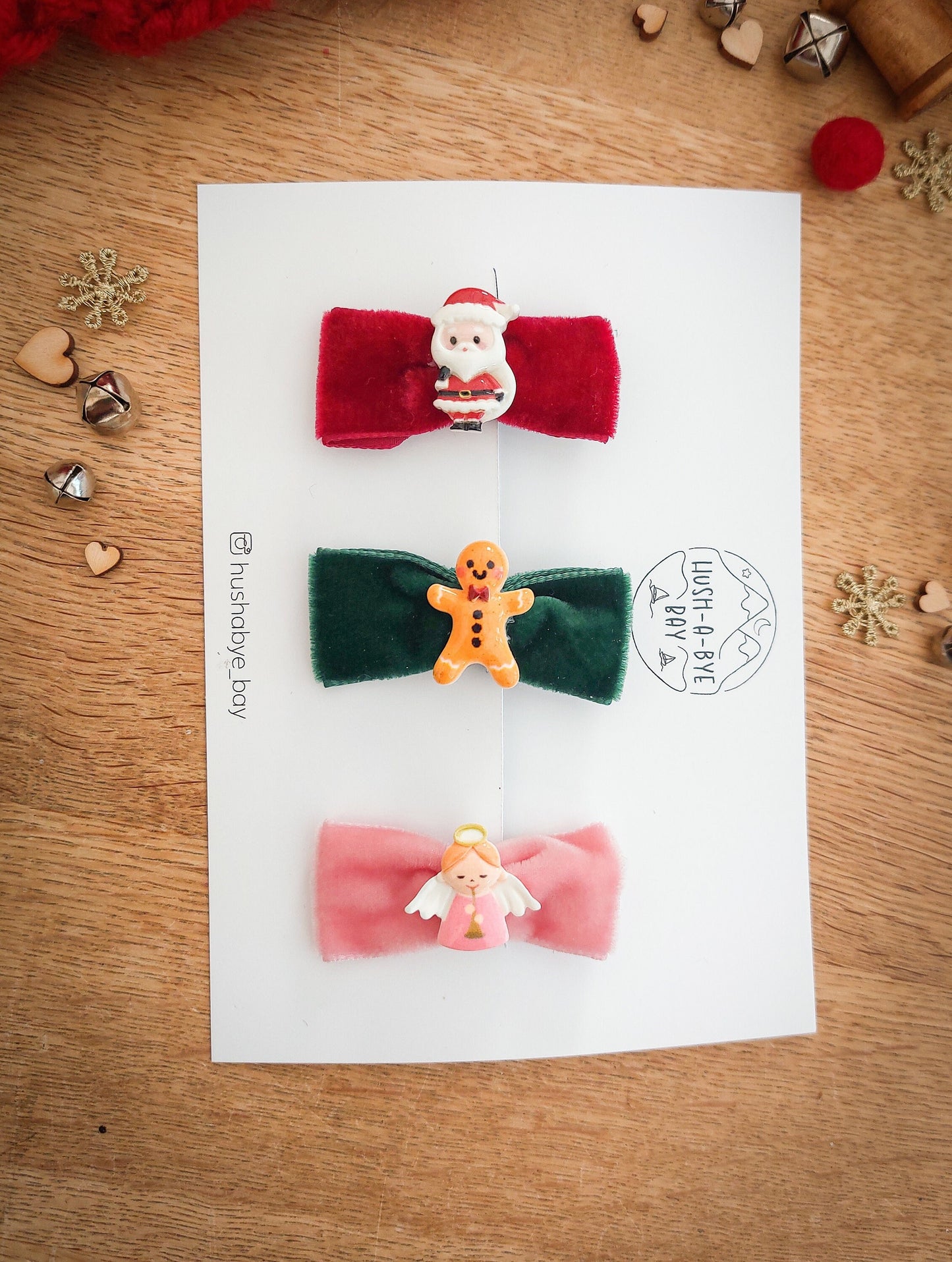 Christmas Hair Bows, Festive Hair Clips, Santa Bow, Red Bows, Christmas Hair Accessories, Toddler Bows, Baby Hair Clip, Stocking Filler Gift