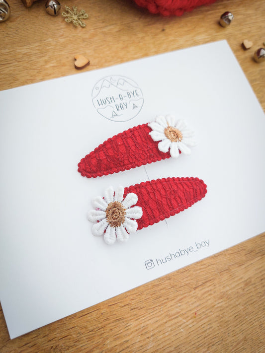 Christmas Hair Clips, Red Snap Clips, Daisy Hair Clips, Christmas Hair Accessories, Toddler Clips, Baby Hair Clip, Stocking Filler Gift