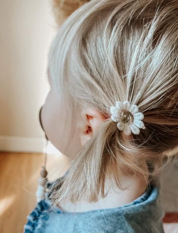 Pair of Baby Hair Ties, Toddler Hair Bands, Daisy Hair Ties, Baby Hair Bands, Soft Hair Bobbles, Mini Hair Bands, Small Elastics, No Snag