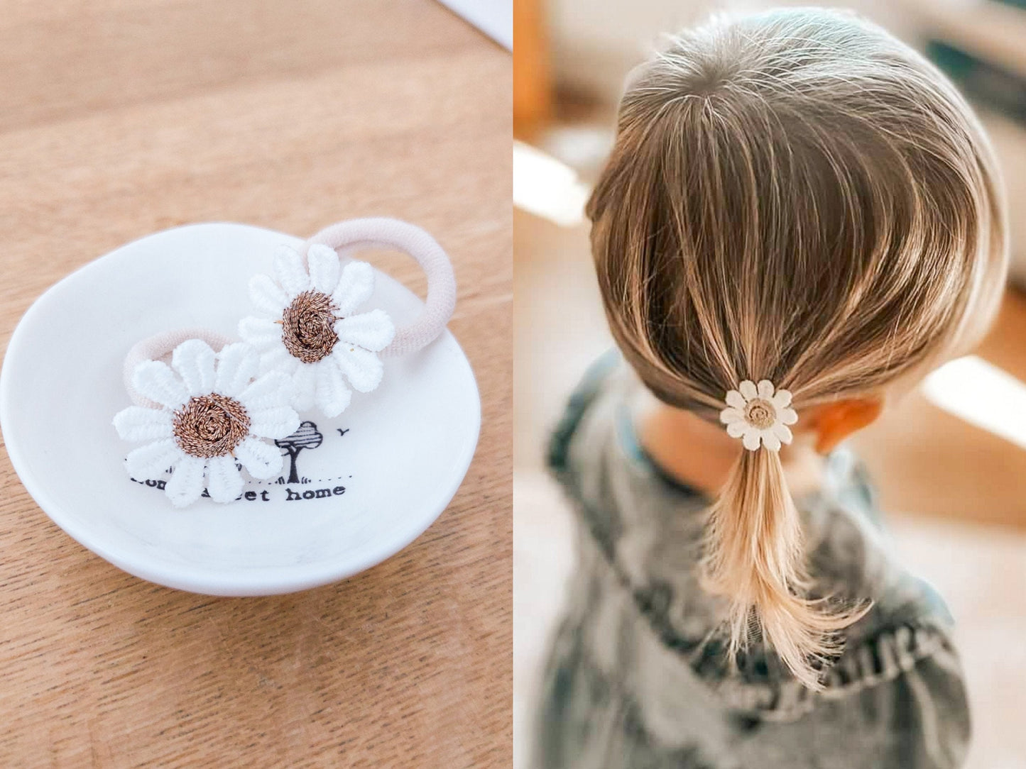 Pair of Baby Hair Ties, Toddler Hair Bands, Daisy Hair Ties, Baby Hair Bands, Soft Hair Bobbles, Mini Hair Bands, Small Elastics, No Snag