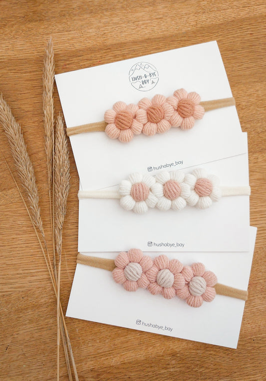 Flower Baby Headband, Newborn Headbands, Flower Crown, Toddler Headbands, Knitted Flower Headband, Baby Hair Accessories, Skinny Headbands
