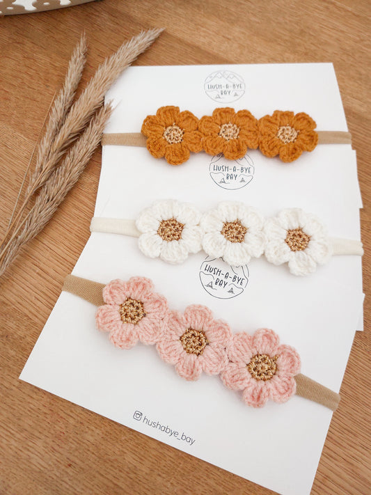 Flower Baby Headband, Newborn Headbands, Flower Crown, Toddler Headbands, Knitted Flower Headband, Baby Hair Accessories, Skinny Headbands