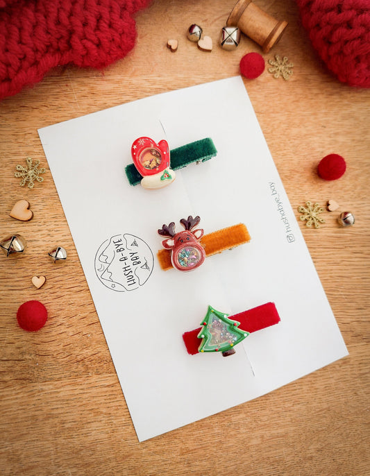 Christmas Hair Clips, Festive Hair Clips, Shaker Hair Clips, Christmas Hair Accessories, Toddler Clips, Baby Hair Clip, Stocking Filler Gift