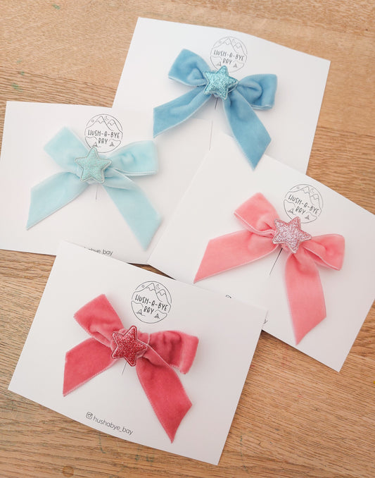 Christmas Hair Bows, Festive Hair Clips, Star Bows, Pink Bow, Christmas Hair Accessories, Toddler Bows, Baby Hair Clip, Stocking Filler Gift