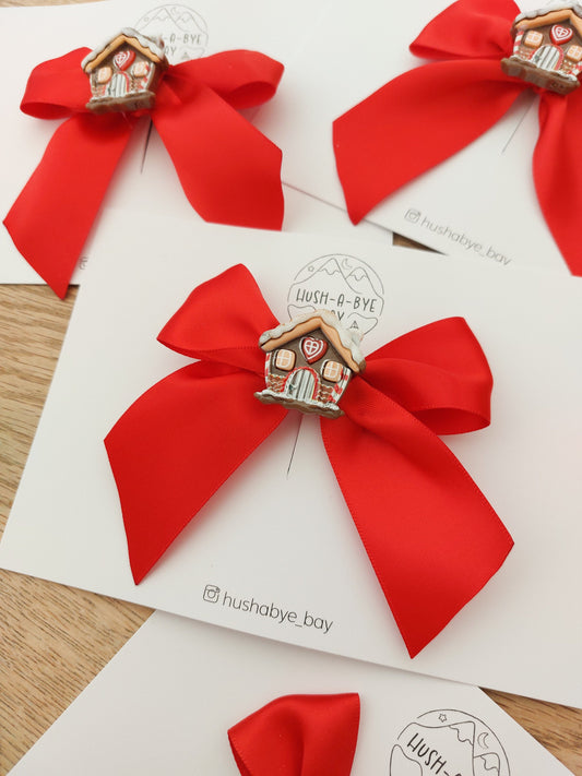 Christmas Hair Bows, Festive Hair Clips, Red Satin Bow, Christmas Hair Accessories, Toddler Bows, Baby Hair Clip, Stocking Filler Gift