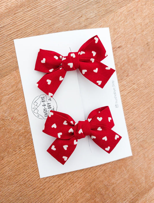 Valentines Bow, Valentines Hair Clip, Valentines gift for girls, Red Heart Hair Bow, Red Bow, Toddler Hair Clips, Baby Hair Clips, Baby Bow