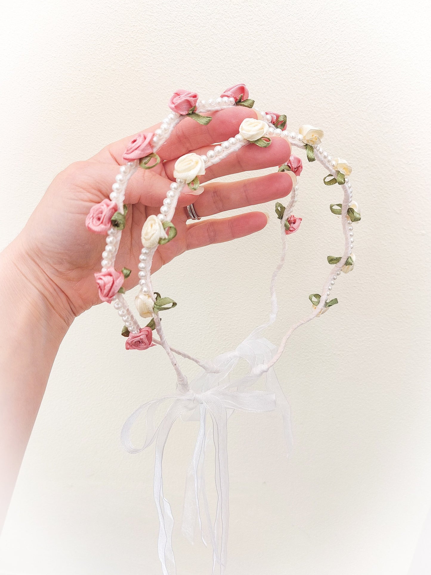 Flower Girl Hairband, Flower Girl Crown, Flower Girl Halo, Christening Hair Crown, Baptism Headband, Flower Girl Hair Accessories, Ivory