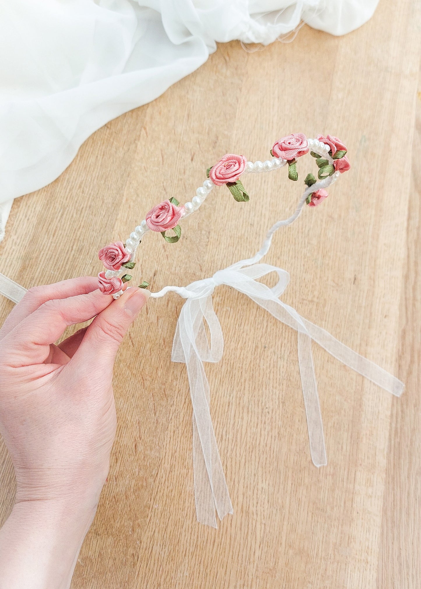 Flower Girl Hairband, Flower Girl Crown, Flower Girl Halo, Christening Hair Crown, Baptism Headband, Flower Girl Hair Accessories, Ivory